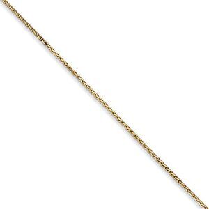 0.8mm 14k Yellow Gold Diamond Cut Round Wheat Chain Necklace, 24 Inch